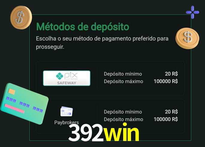 O cassino 392win oferece uma grande variedade de métodos de pagamento
